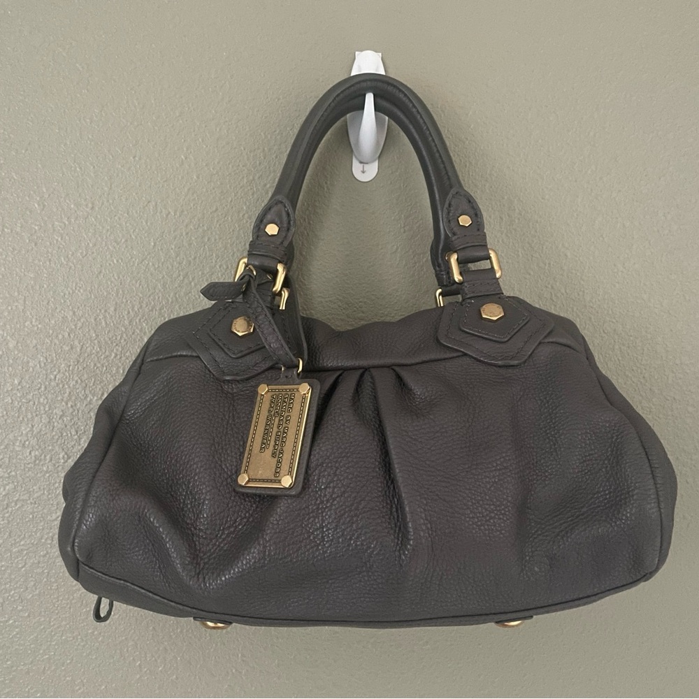 Marc Jacobs Dark Gray Satchel with Gold Hardware
